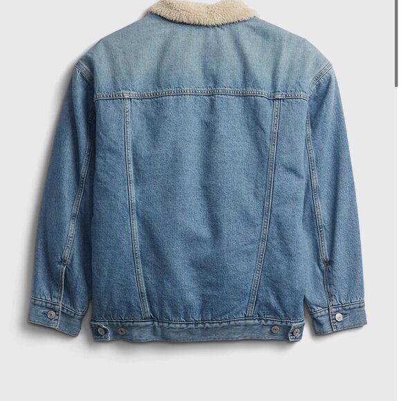 NWOT GAP Teen oversized denim sherpa jacket - Picture 4 of 4